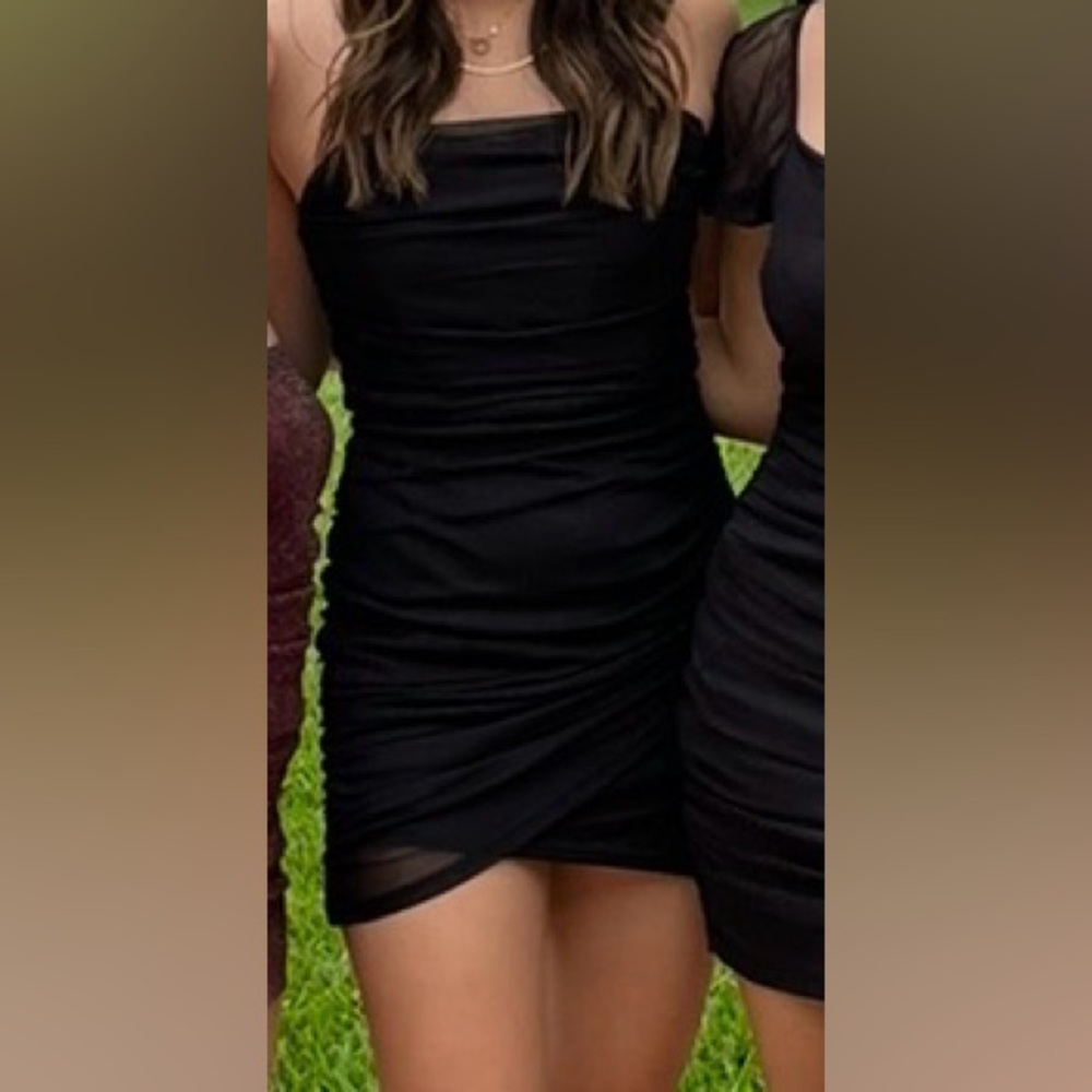 Source Unknown Black Strapless Ruched Mini Dress - image 2